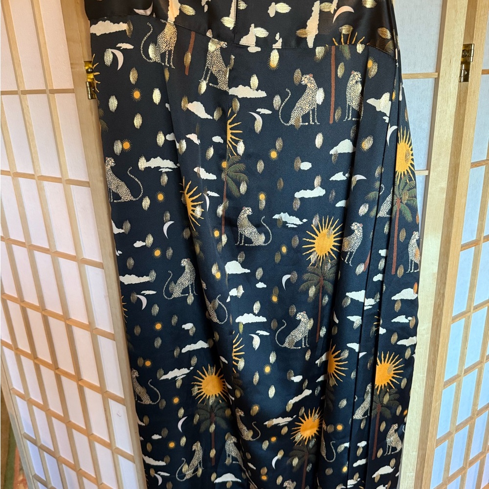 Never Fully Dressed Black and Gold Animal Print Maxi Skirt